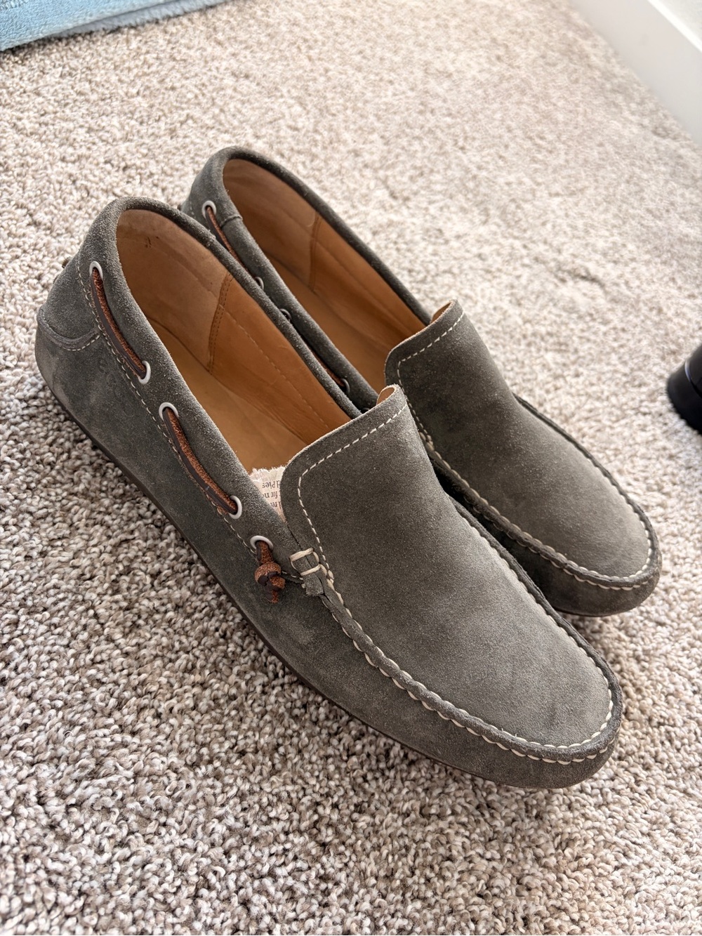ECCO Men's Gray Suede Driving Loafers / Moccasins